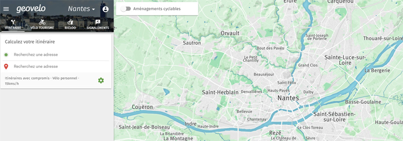Géovélo site d'itinéraire de vélo à Nantes