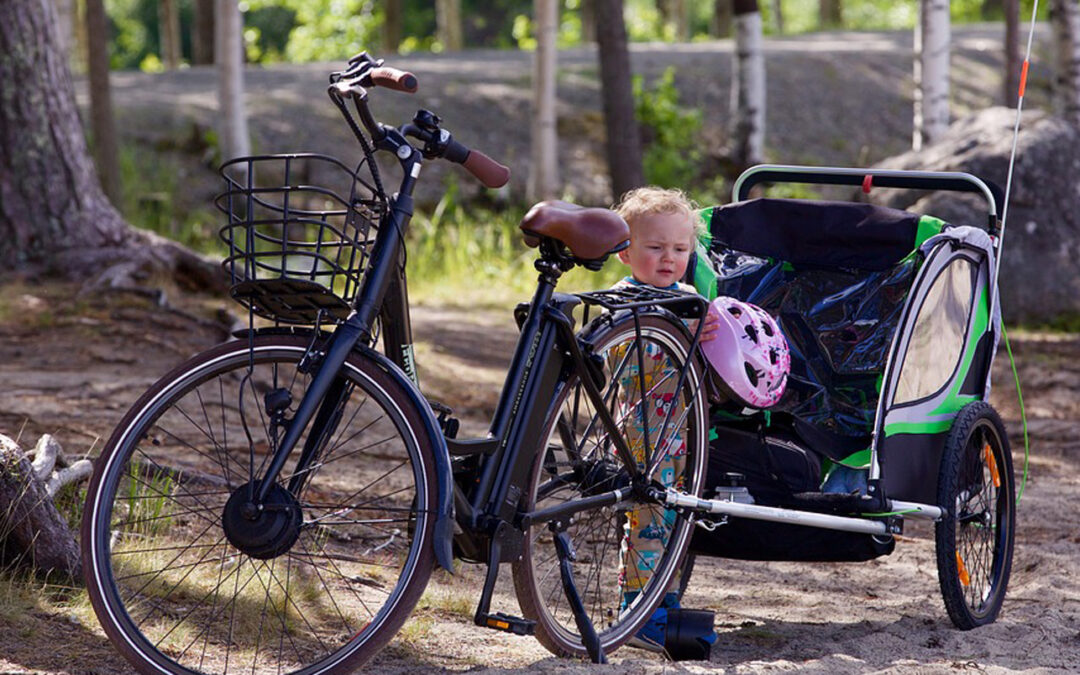 Transport de mon enfant dans une remorque vélo